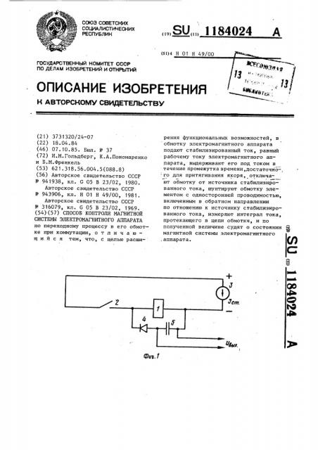 Способ контроля магнитной системы электромагнитного аппарата (патент 1184024)