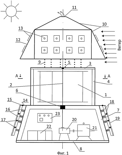 Гелиоветровая энергетическая установка (патент 2406941)