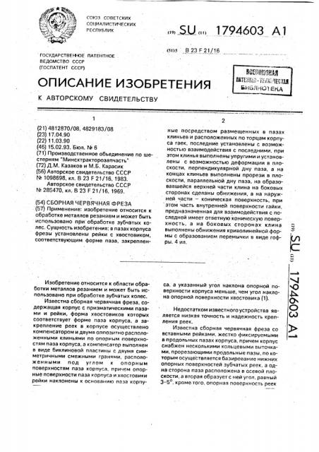 Сборная червячная фреза (патент 1794603)