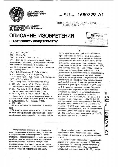Наполненная полимерная композиция (патент 1680729)