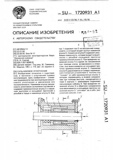 Сальниковое уплотнение (патент 1720931)