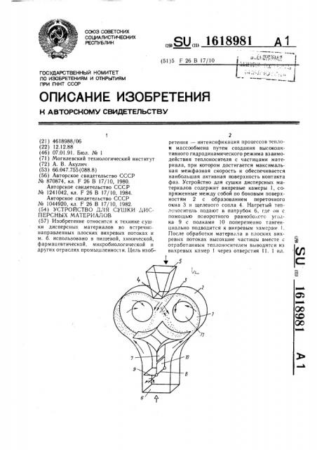 Устройство для сушки дисперсных материалов (патент 1618981)
