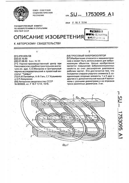 Тросовый виброизолятор (патент 1753095)