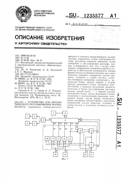 Устройство для автоматического регулирования формы полосы (патент 1235577)