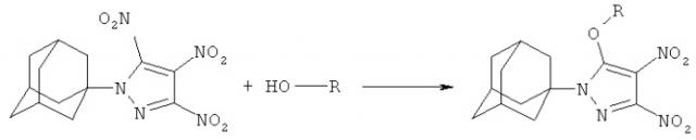 Способ получения 1-(1-адамантил)-3,4-динитро-5-(o-r)-1h-пиразолов (патент 2533558)