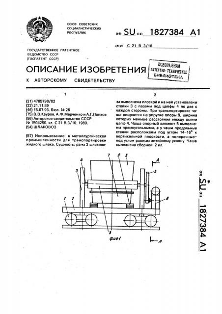 Шлаковоз (патент 1827384)