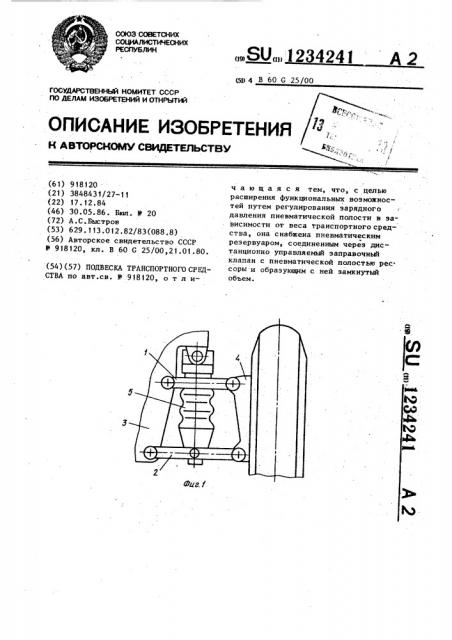 Подвеска транспортного средства (патент 1234241)