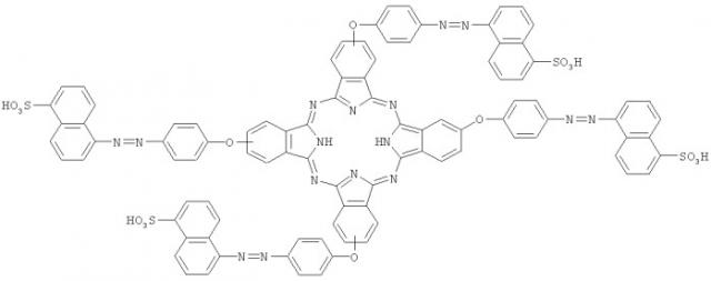 Тетра-4-({[(5''-сульфонафтил)-1''-азо]фенилен-1',4'}окси)фталоцианин (патент 2440353)