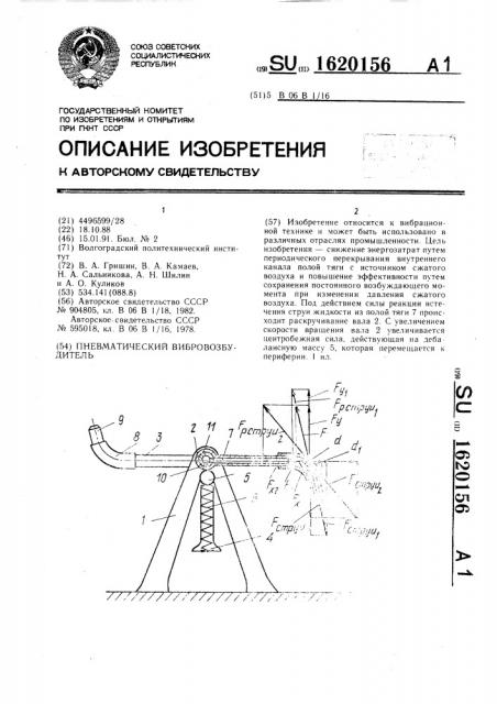 Пневматический вибровозбудитель (патент 1620156)