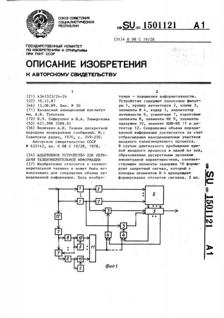 Адаптивное устройство для передачи телеизмерительной информации (патент 1501121)