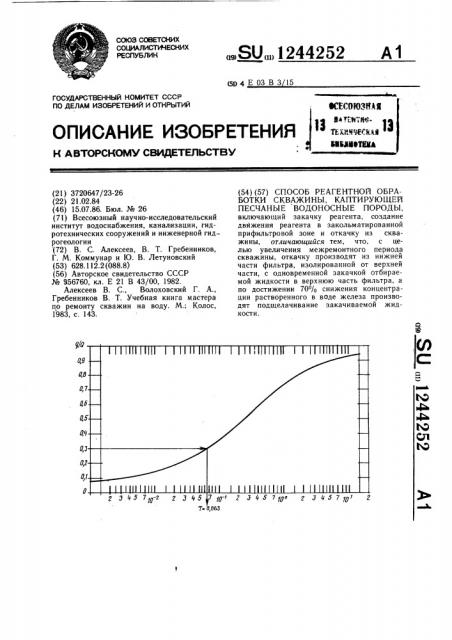 Способ реагентной обработки скважины,каптирующей песчаные водоносные породы (патент 1244252)