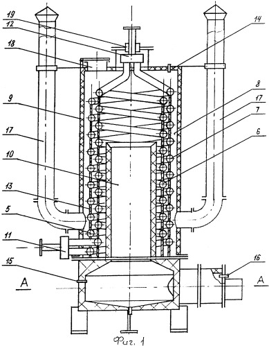 Вертикальная цилиндрическая конвекционная трубчатая печь для малотоннажных нефтеперерабатывающих производств (патент 2294953)