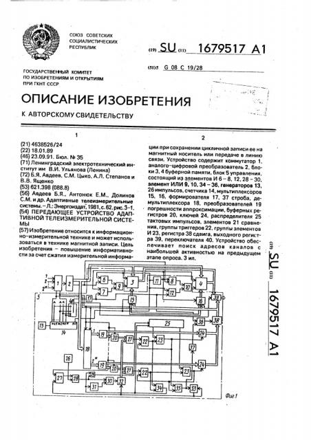 Передающее устройство адаптивной телеизмерительной системы (патент 1679517)