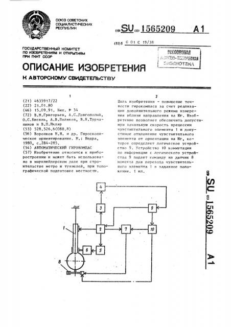Автоматический гирокомпас (патент 1565209)