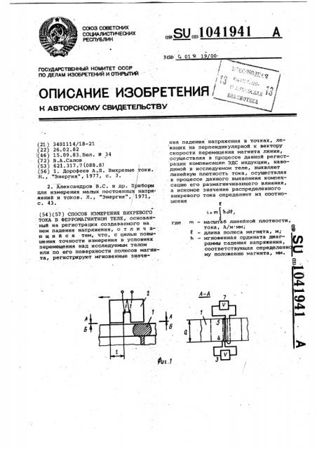 Способ измерения вихревого тока в ферромагнитном теле (патент 1041941)