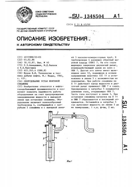Оборудование устья нефтяной скважины (патент 1348504)