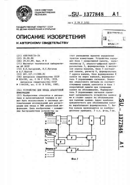 Устройство для ввода аналоговой информации (патент 1377848)