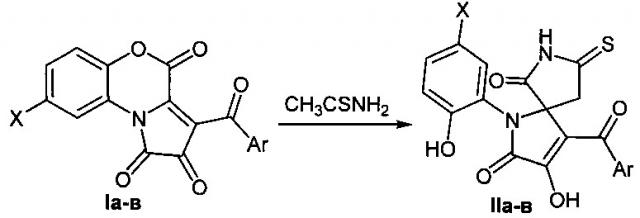 Способ получения 4-ароил-3-гидрокси-1-(2-гидроксифенил)-8-тиоксо-1,7-диазаспиро[4.4]нон-3-ен-2,6-дионов (патент 2627276)