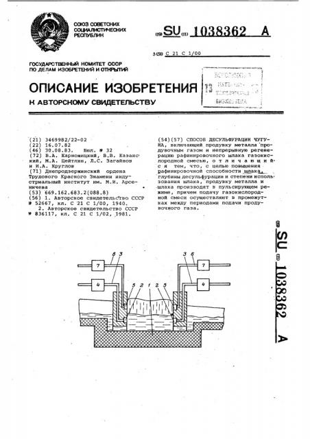Способ десульфурации чугуна (патент 1038362)
