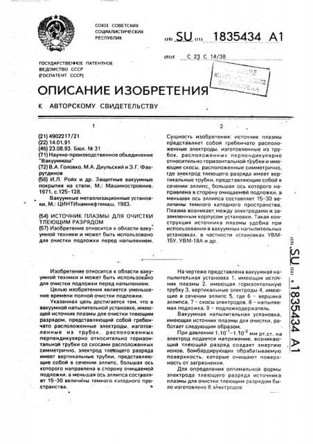 Источник плазмы для очистки тлеющим разрядом (патент 1835434)