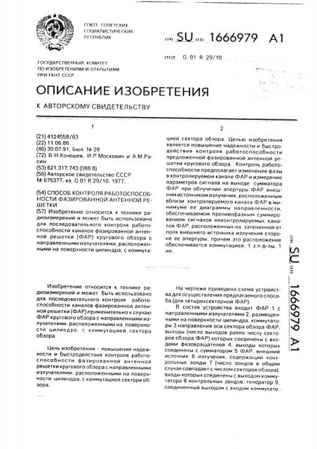 Способ контроля работоспособности фазированной антенной решетки (патент 1666979)