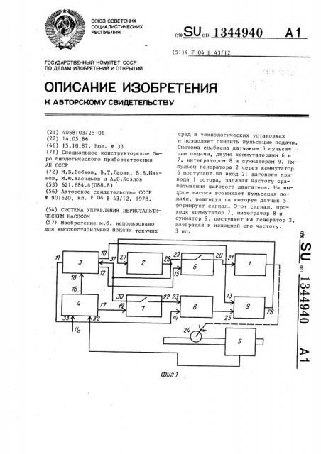 Система управления перистальтическим насосом (патент 1344940)