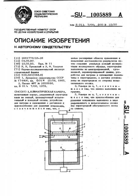 Климатическая камера (патент 1005889)