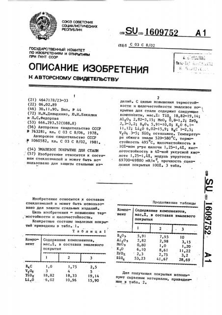 Эмалевое покрытие для стали (патент 1609752)