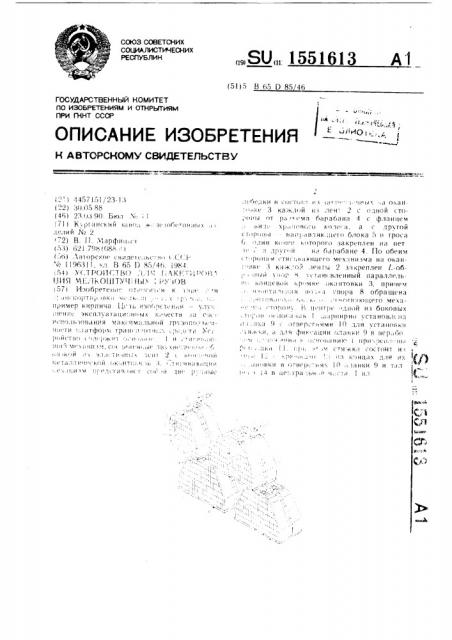 Устройство для пакетирования мелкоштучных грузов (патент 1551613)