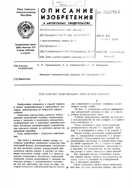 Рабочее оборудование погрузочной машины (патент 525782)