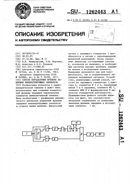 Способ определения времени задержки неинвертирующих элементов (патент 1262443)