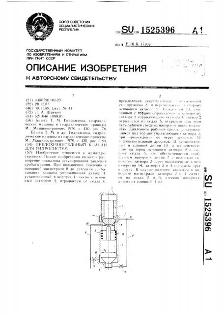 Предохранительный клапан для гидросистем (патент 1525396)