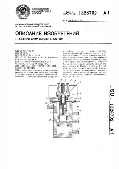 Способ контроля герметичности изделий (патент 1328702)