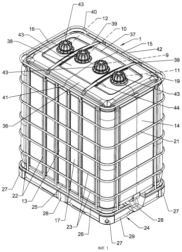 Складская емкость для жидкостей и способ изготовления наружного контейнера емкости (патент 2257318)