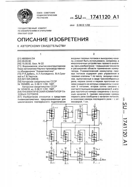 Пневматический коммутатор газовых потоков (патент 1741120)