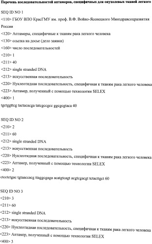 Аптамер, специфичный к опухолевым тканям легкого человека (патент 2528870)