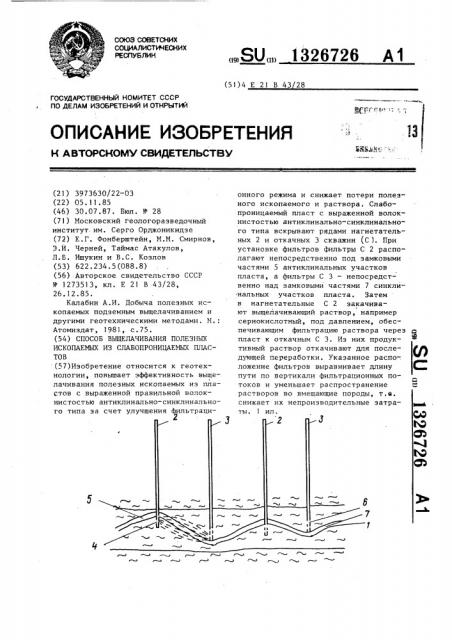 Способ выщелачивания полезных ископаемых из слабопроницаемых пластов (патент 1326726)