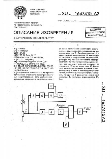 Тракт горизонтального отклонения электронно-лучевого осциллографа (патент 1647415)