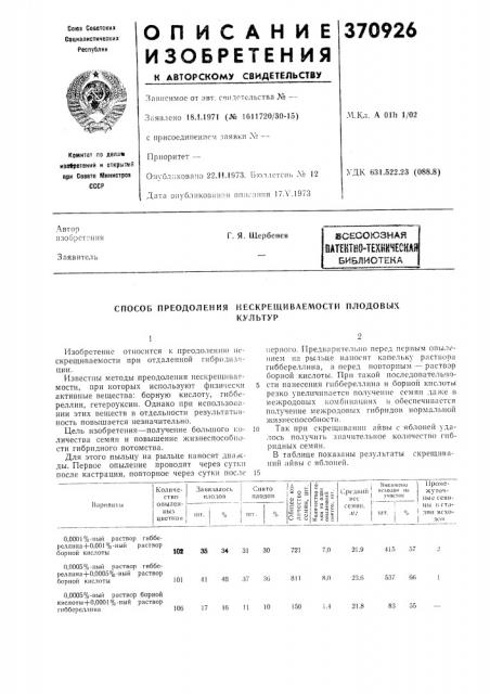 Всесоюзная (патент 370926)