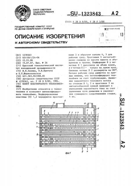 Пакет пластинчатого теплообменника (патент 1323843)