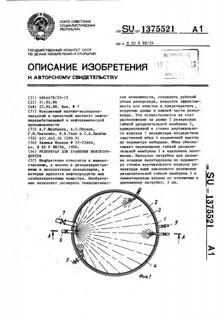 Резервуар для хранения нефтепродуктов (патент 1375521)