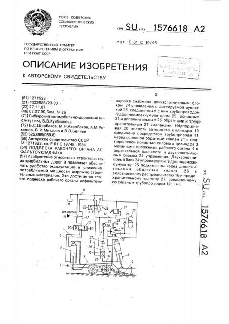 Подвеска рабочего органа асфальтоукладчика (патент 1576618)