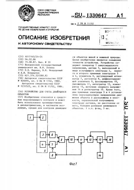 Устройство для счета движущихся объектов (патент 1330647)