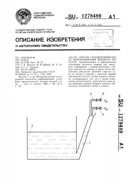 Способ газодинамического перемешивания жидкого металла (патент 1278489)