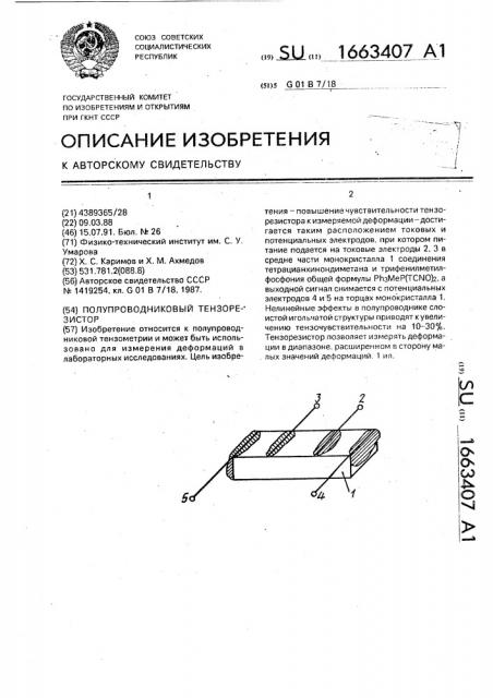 Полупроводниковый тензорезистор (патент 1663407)