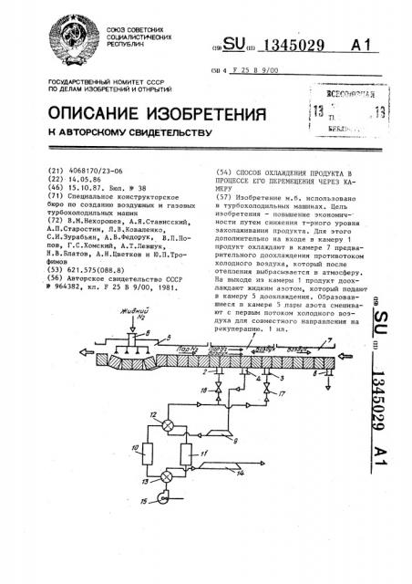 Способ охлаждения продукта в процессе его перемещения через камеру (патент 1345029)