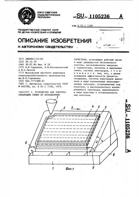 Устройство для электросепарации семян по фрикционным свойствам (патент 1105236)
