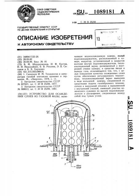 Устройство для осаждения слоев из газовой фазы (патент 1089181)