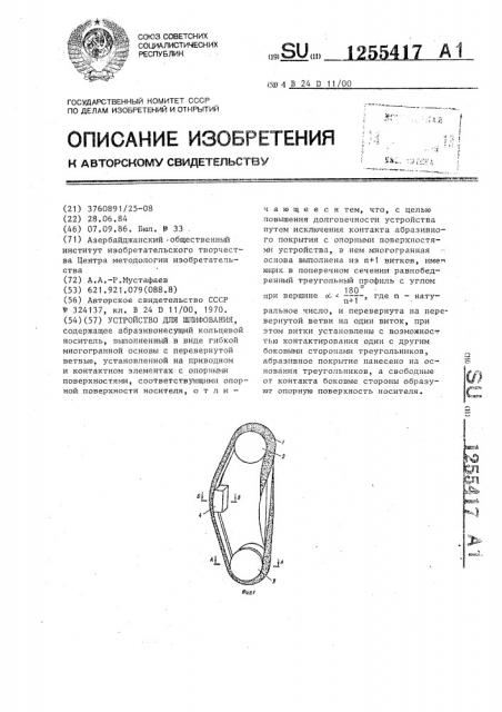 Устройство для шлифования (патент 1255417)