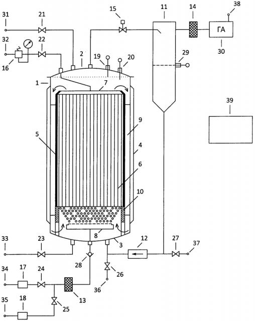 Биореактор с мембранным устройством газового питания микроорганизмов (патент 2596396)
